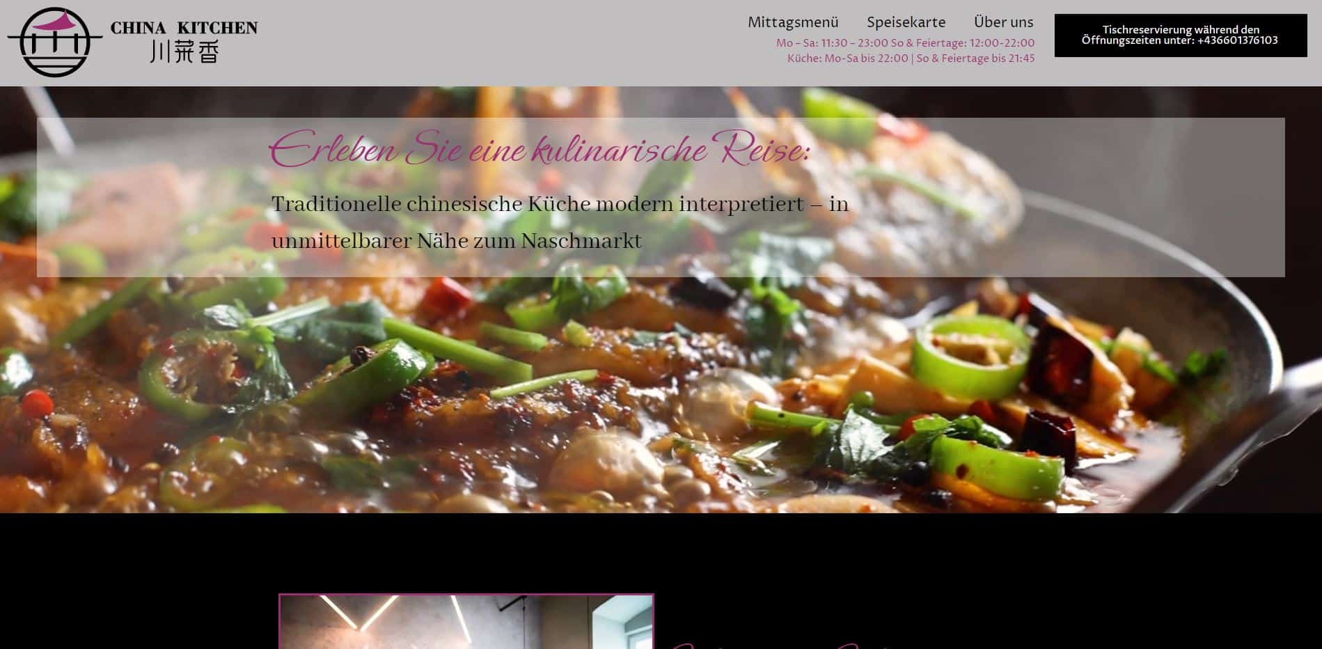 Screenshot der Website von China Kitchen Vienna – China Kitchen Vienna