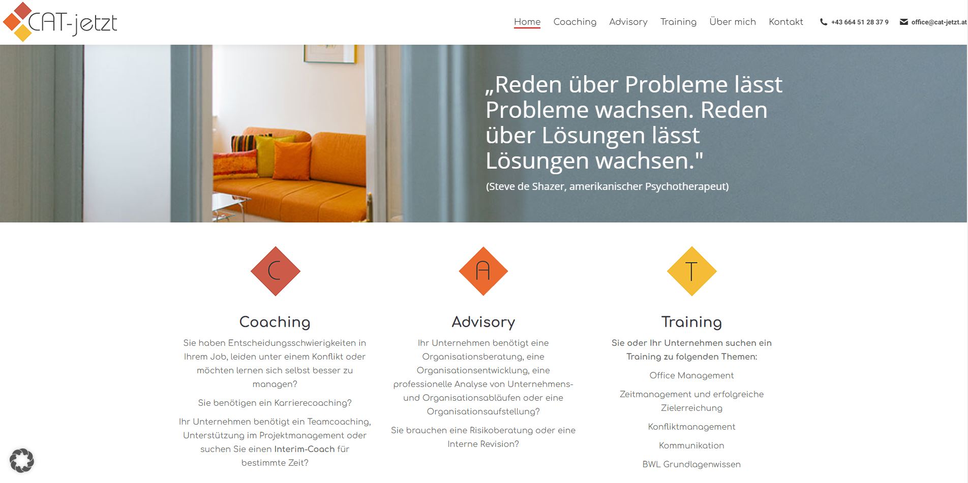 Screenshot der Website von Gudrun Mikula – CAT Coaching, Advisory, Training e.U.