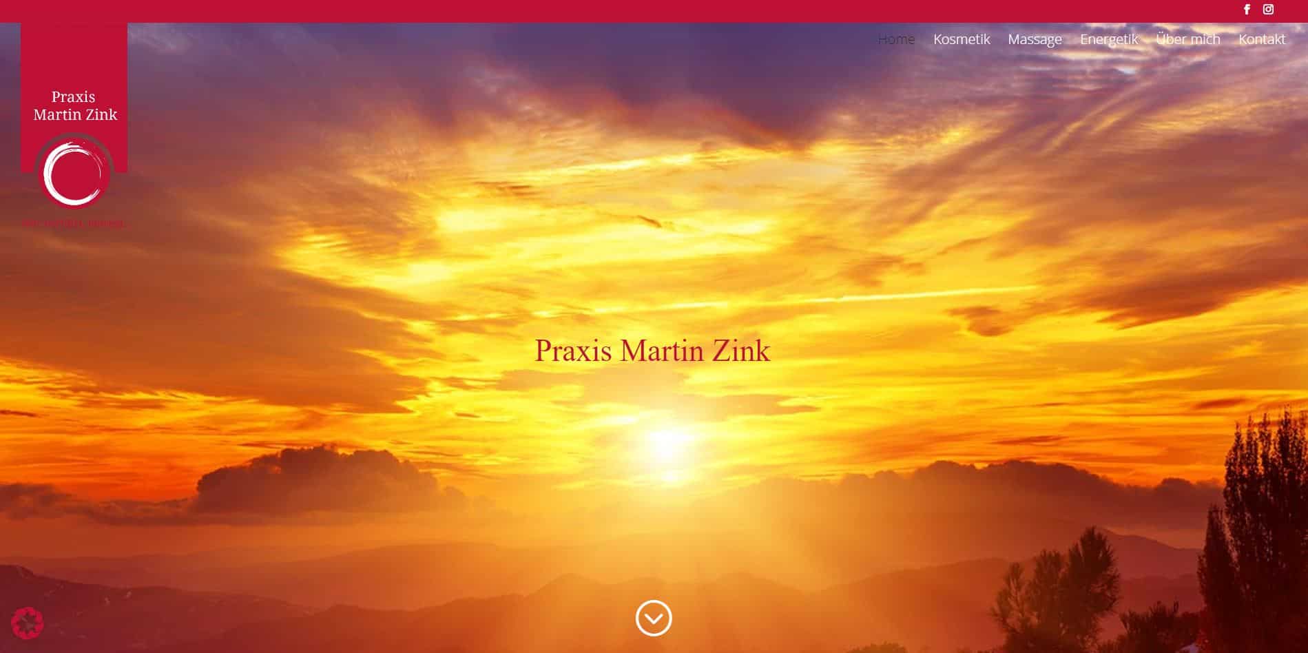 Screenshot der Website von Martin Zink – Kosmetik, Massage, Energetik