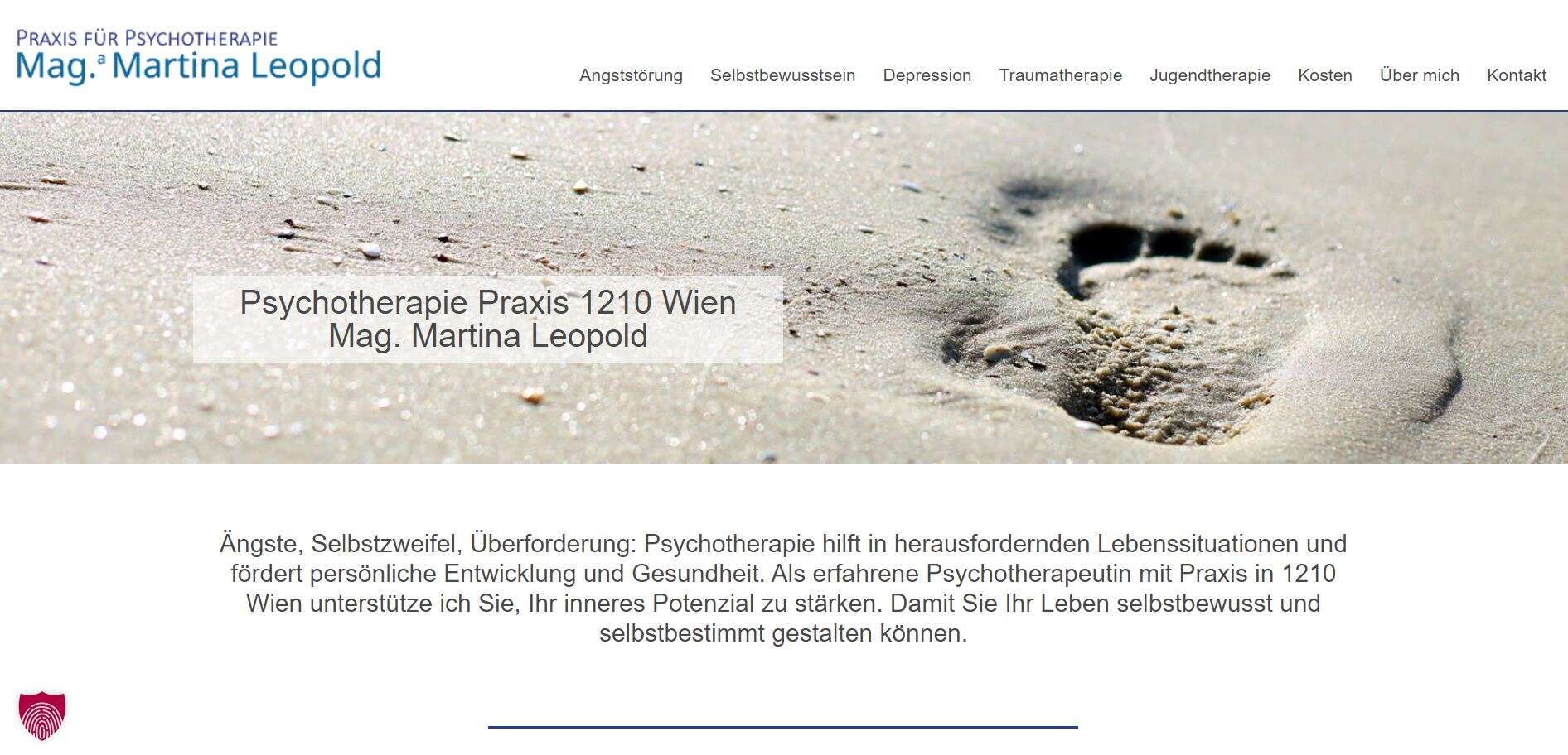 Screenshot der Website von Martina Leopold – Praxis für Psychotherapie
