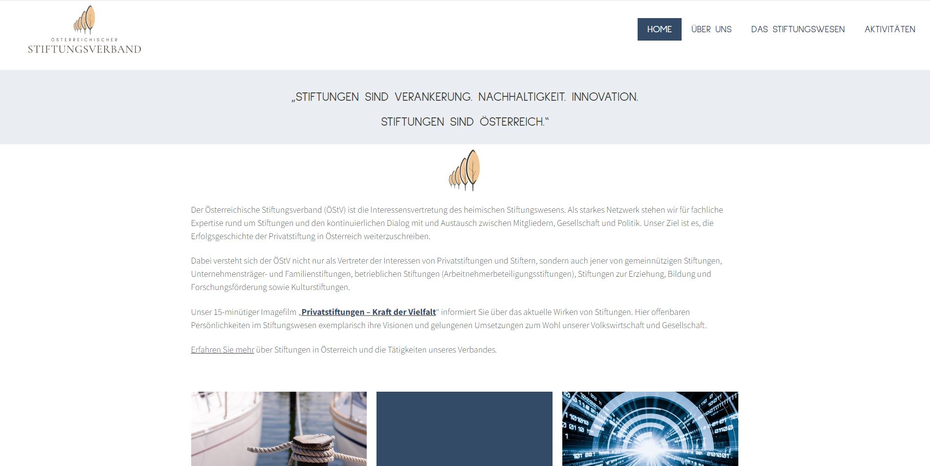 Screenshot der Website von Österreichischer Stiftungsverband – Österreichischer Stiftungsverband