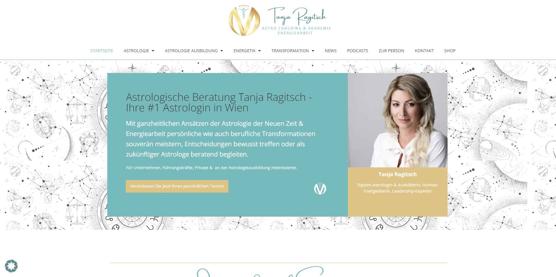 Screenshot der Website von Tanja Ragitsch – Astrologische Beratung